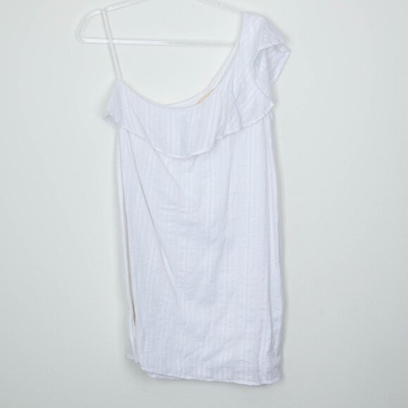 Cloth & Stone Womens One Shoulder Ruffle Dress Size M White Minimalist Beachy - Picture 1 of 8